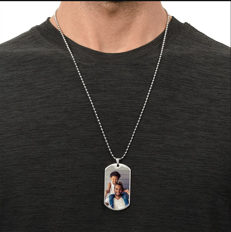 【COLOR】Custom Personalized Dog Steel Necklace with Your Picture,Text
