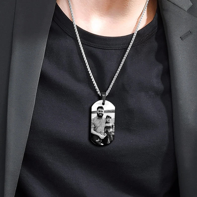 Beautiful Personalized Steel Photo Dog Tag Pendant