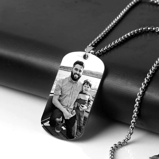 Beautiful Personalized Steel Photo Dog Tag Pendant